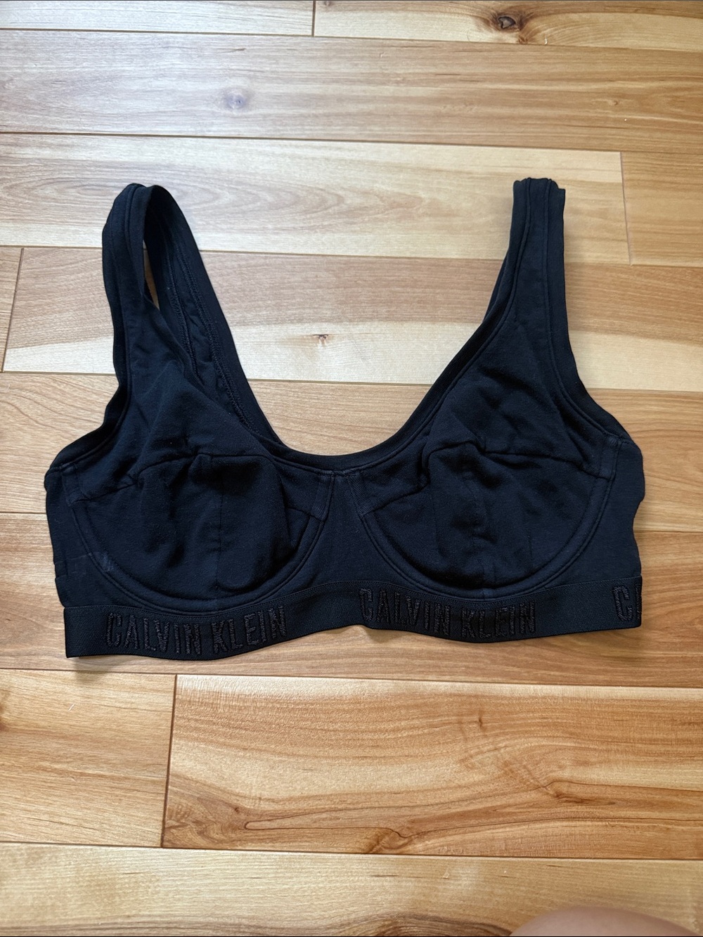 Calvin Klein Black Cotton Wireless Scoop Bralette